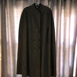 Vintage Plus Size 100% Wool Herringbone Cape